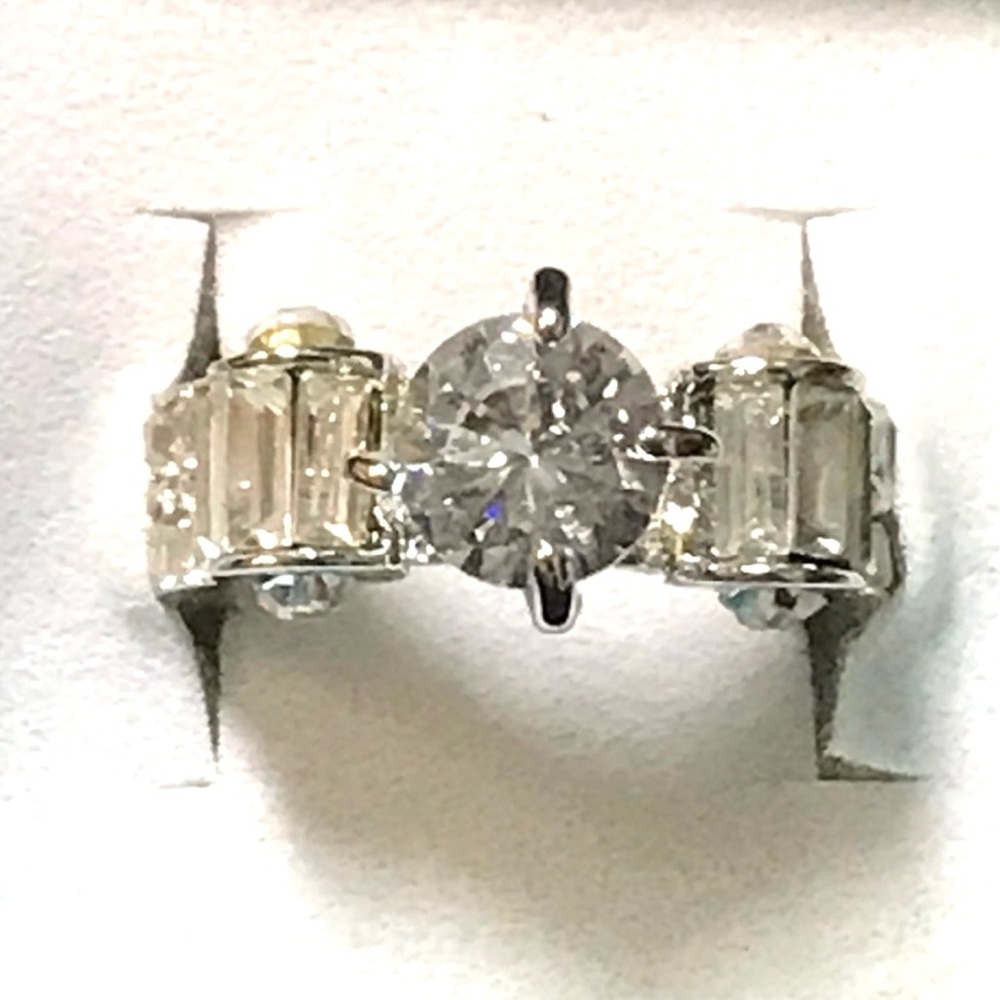 New Sterling Silver White Sapphire Engagement Ring Sizes 6.25 & 6.5